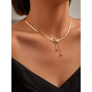 Gold Stainless Steel Butterfly Necklace
